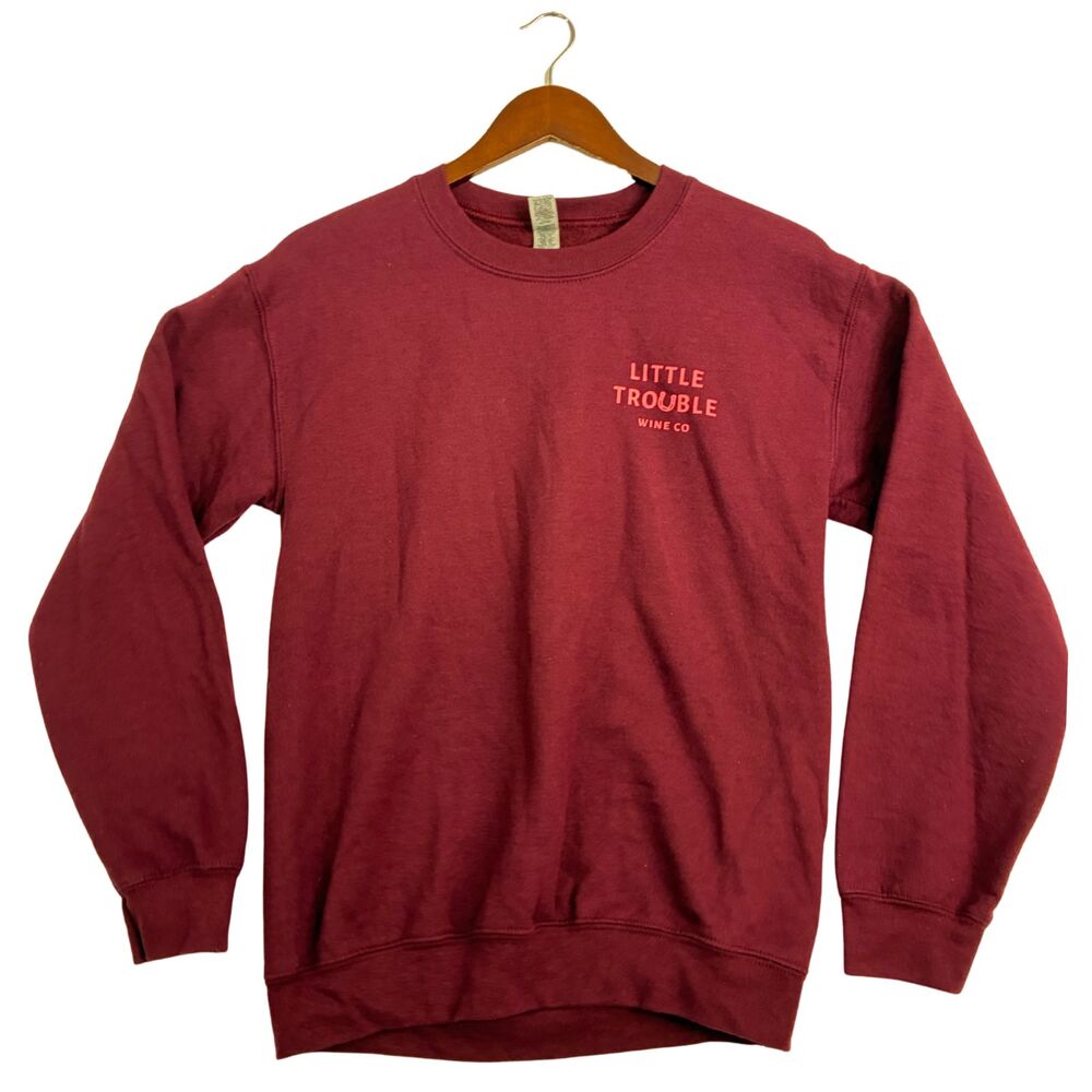 Little Trouble Wine Co Sweatshirt Sonoma County California Burgundy Crewneck S